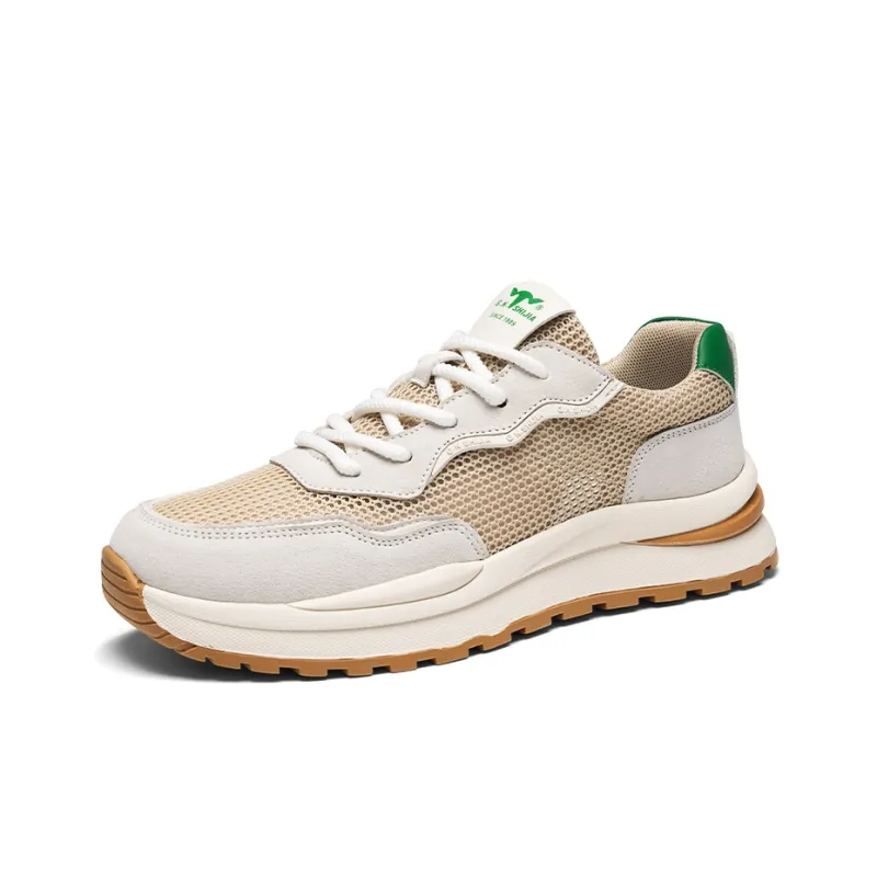 G.N.SHIJIA Casual Shoes Men Low Top Beige Brown/Beige Green-9