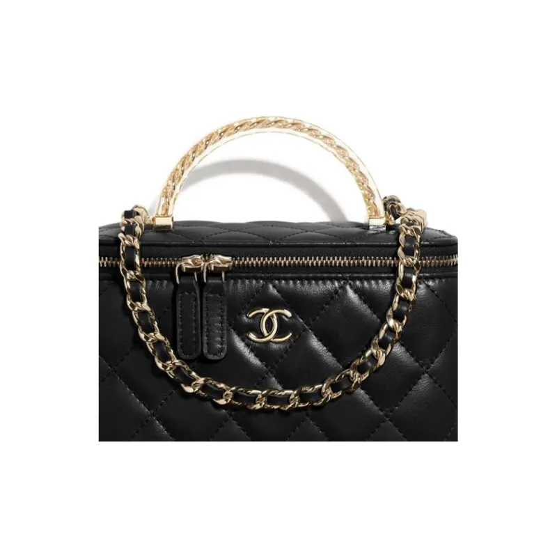 CHANEL Lambskin Box Bag, Shoulder Bag, Crossbody Bag, Handbag Women's Black-1