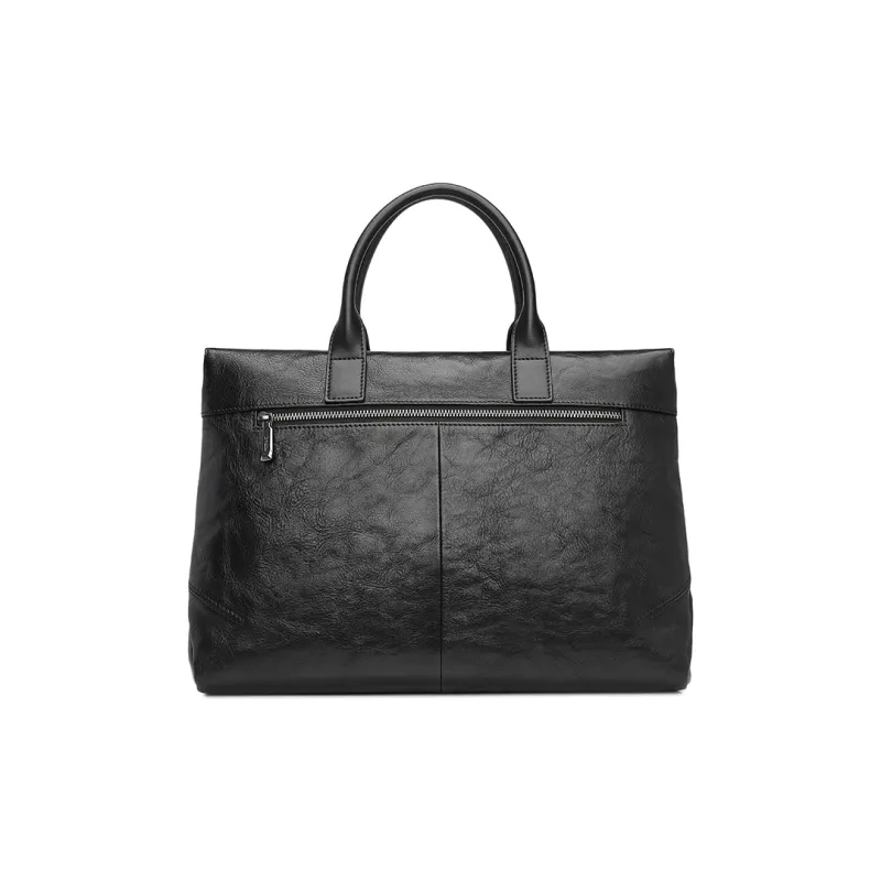 GOLDLION Cow Leather, Top Grain Genuine Leather Briefcase, Business Handbag Men's Black-2