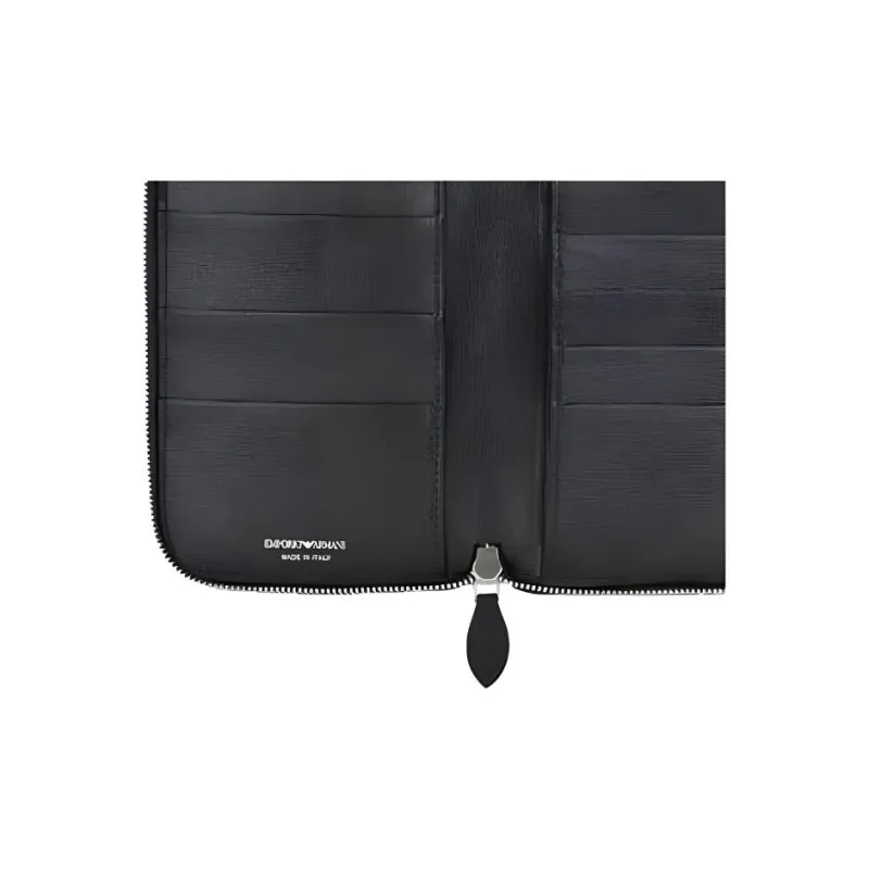 EMPORIO ARMANI Leather Card Holder Wallet Men's Black Gray Color-3