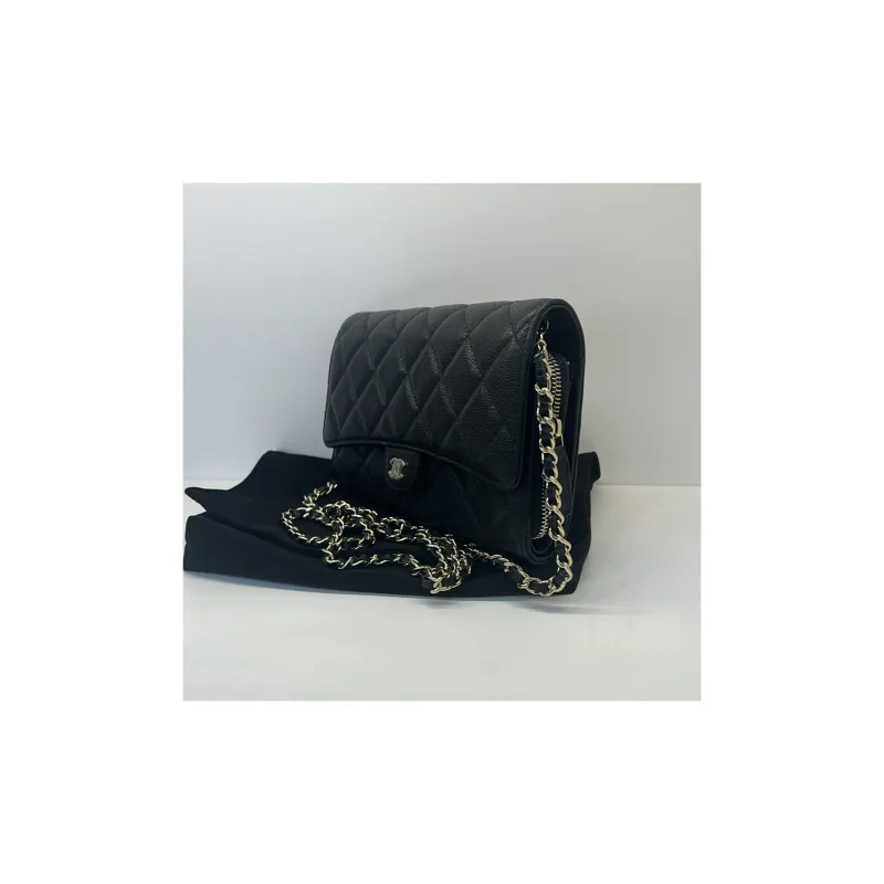 CHANEL WOC Leather With Litchi Grain Calfskin Shoulder Bag, Crossbody Bag Women's Black-3