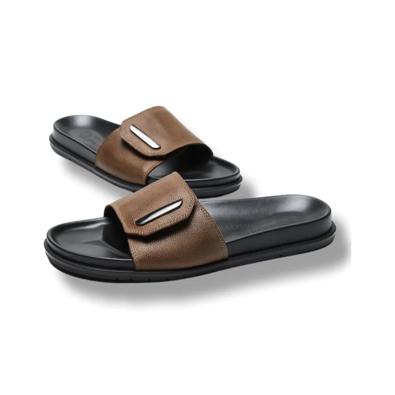 Brounvanm Slide Slippers Men Khaki/Black-4