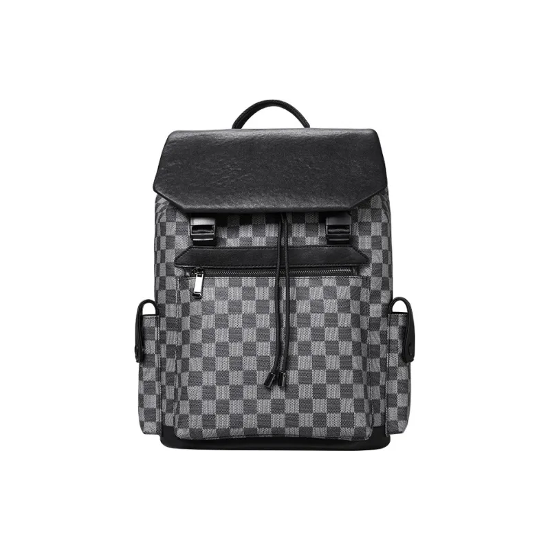 PESASRIE PVC Bonded Cow Leather Backpack Regular Men's Black-7