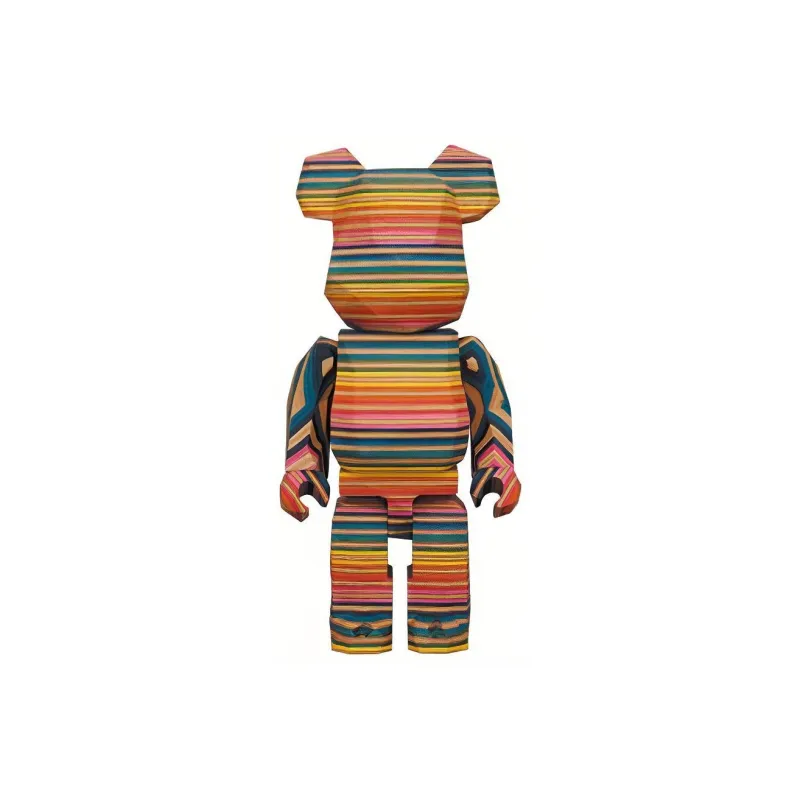 BE@RBRICK x Fragment Design 400% Hiroshi Fujiwara Polygon Rainbow Wood Trendy Figures 28cm-0