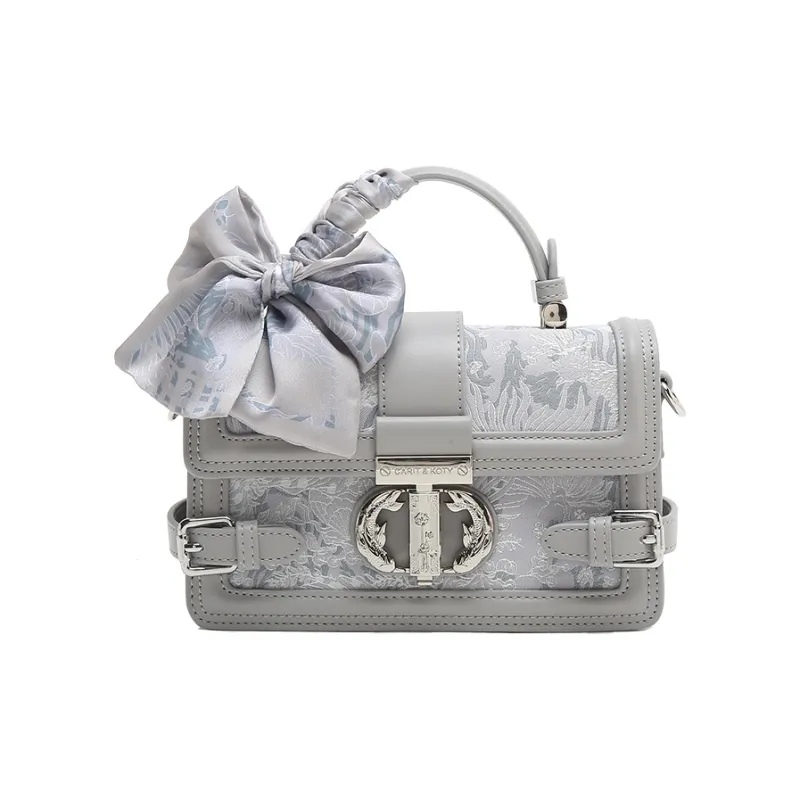 Carit&Koty Polyurethane, Synthetic Leather Crossbody Handbag Regular Women's Pink/Gray-10