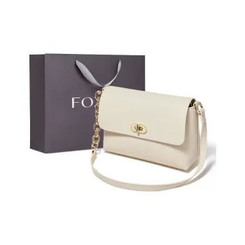 FOXER Cow Leather Premium Fashion Refined Summer Travel Women's Bag Regular Women's Milkshake White/Caramel