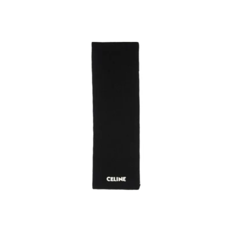 CELINE Wool Knit Scarves Men's Black-1