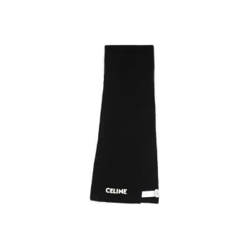 CELINE Wool Knit Scarves Men's Black