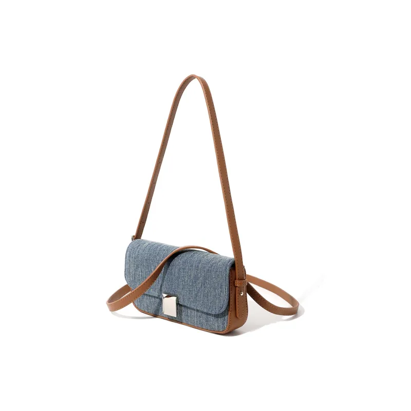 MASTER CANVAS Fabric Shoulder Bag Crossbody Bag Small Square Bag Medium Size Women's Denim Blue-1