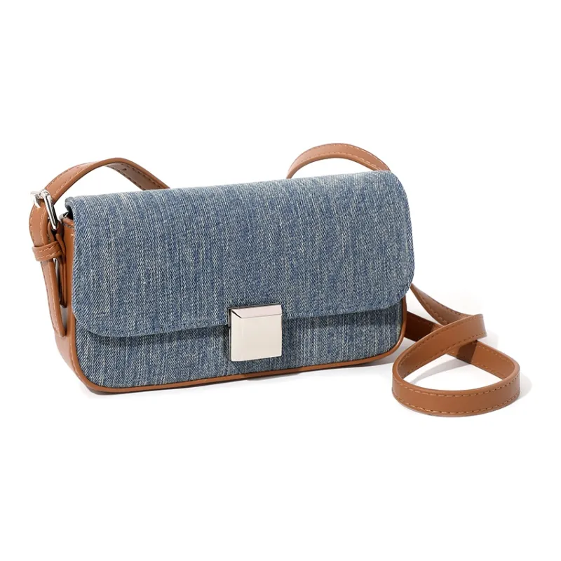 MASTER CANVAS Fabric Shoulder Bag Crossbody Bag Small Square Bag Medium Size Women's Denim Blue-2