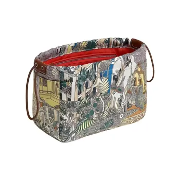 HERMES Fourbi Silk With Barenia Calfskin Bag Insert Handbag Women's Multicolor