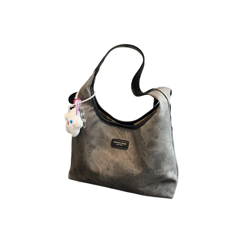 Ji Reminiscence PU Tote Bag Shopping Bag Shoulder Bag Women's Black Coffee-Brown/Ecru/Vintage Blue-0