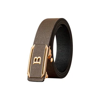 LUCKY LION Automatic Buckle With Inner Straps Split Cow Leather Belts Men's 3.5cm