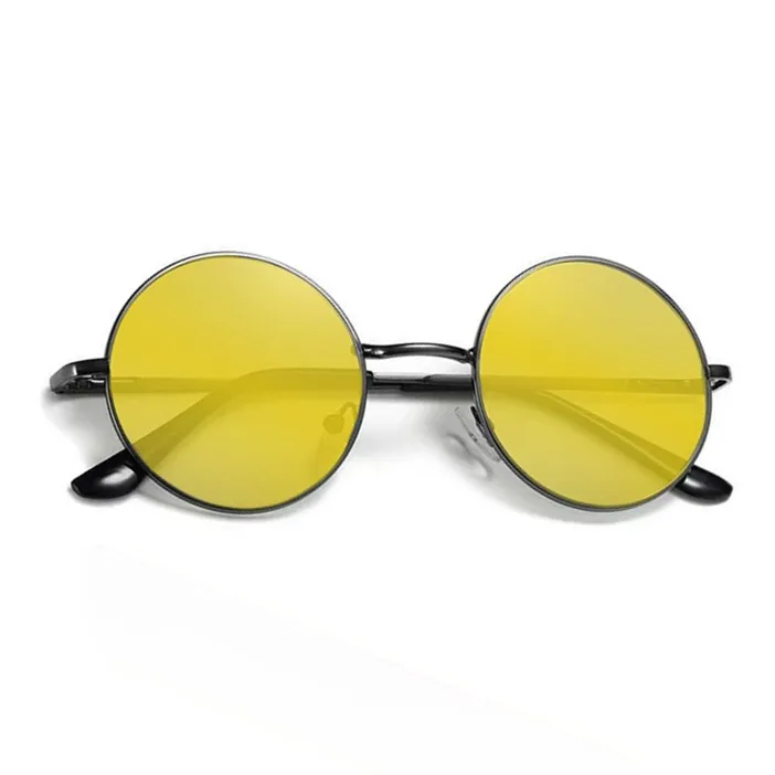 Thunder Pailong Alloy Round Sunglasses Unisex Black/Silver/Gray-12