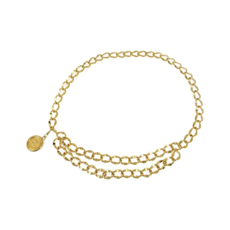 CHANEL 1990 2000s CC medallion Chain Belt-0
