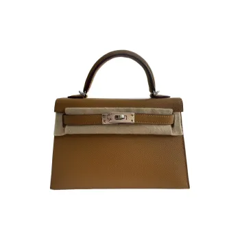 HERMES Mini Kelly Epsom Leather Kelly Bag Shoulder Bag Crossbody Bag Handbag Women's 2S Sesame