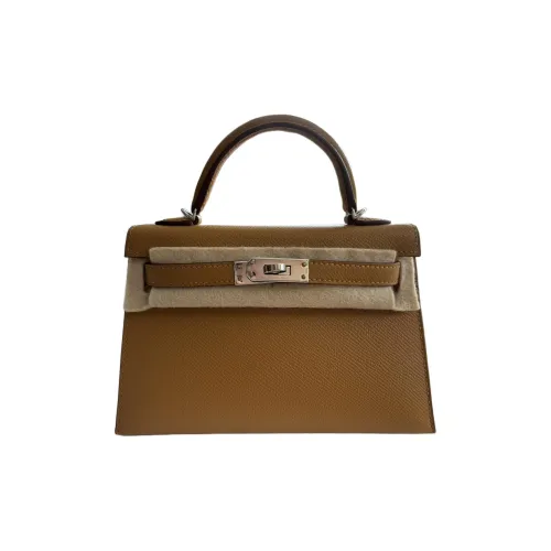 HERMES Mini Kelly Epsom Leather Kelly Bag Shoulder Bag Crossbody Bag Handbag Women's 2S Sesame