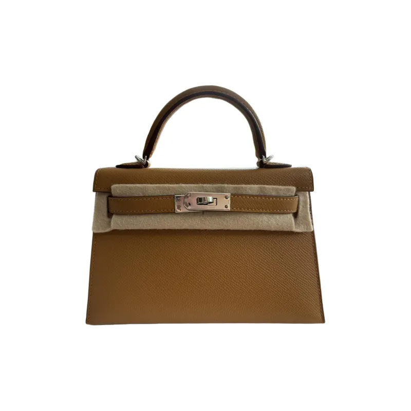 HERMES Mini Kelly Epsom Leather Kelly Bag Shoulder Bag Crossbody Bag Handbag Women's 2S Sesame-0