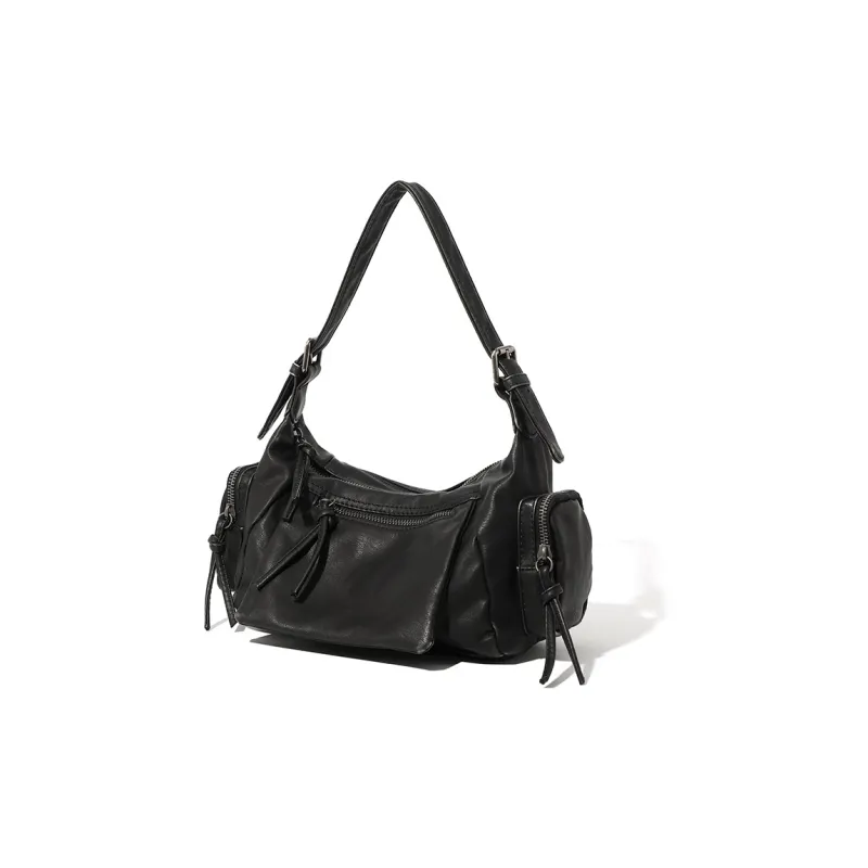 MASTER CANVAS Leather Shoulder Bag Women's Black-1