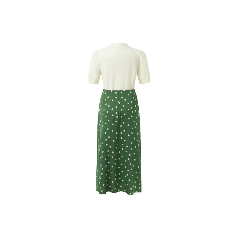 GOELIA Skirt Set Women's Green Base With Polka Dot Print-1