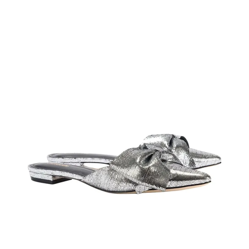 Larroude Wrap-toe Slippers Women's Silver-2