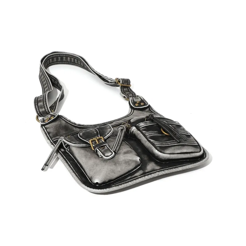 MASTER CANVAS PU Crossbody Bags Shoulder Bags Medium Size Women's Black-3
