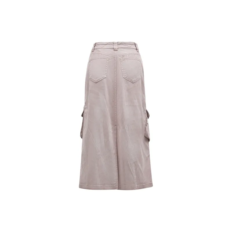 ONLY Denim Long Skirts Women's Sand Gray Purple-1