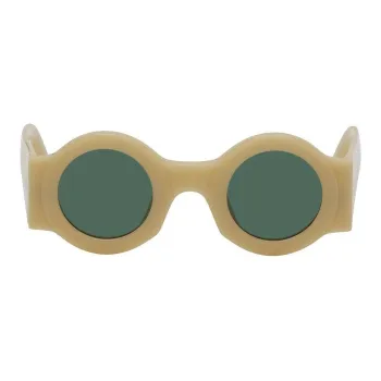 DRIES VAN NOTEN Acetate Plate Frame Round Sunglasses Men's Camel