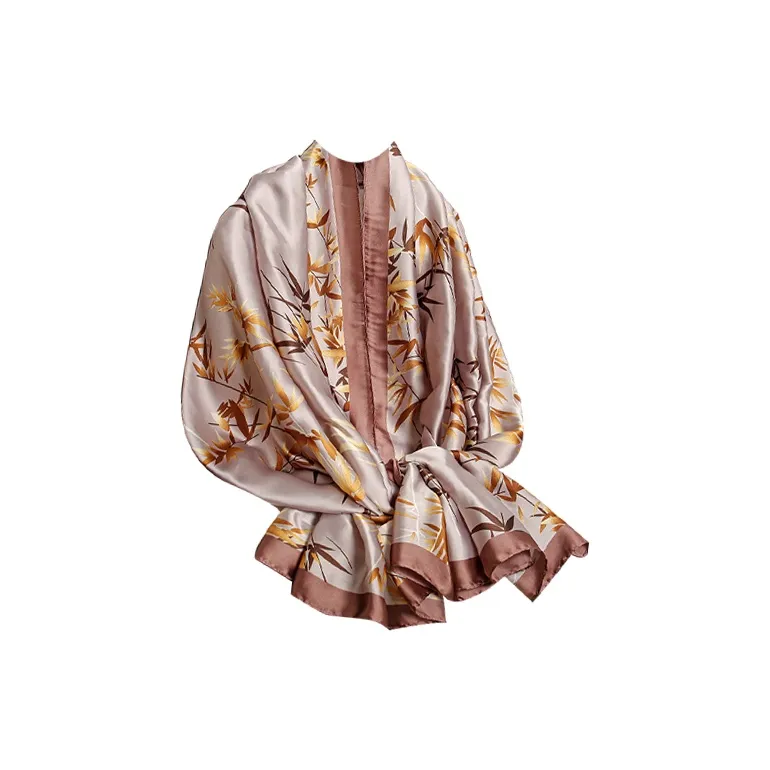 Eucalyptus Ornamentation Bamboo Rhythm Silk Scarves Women's-2