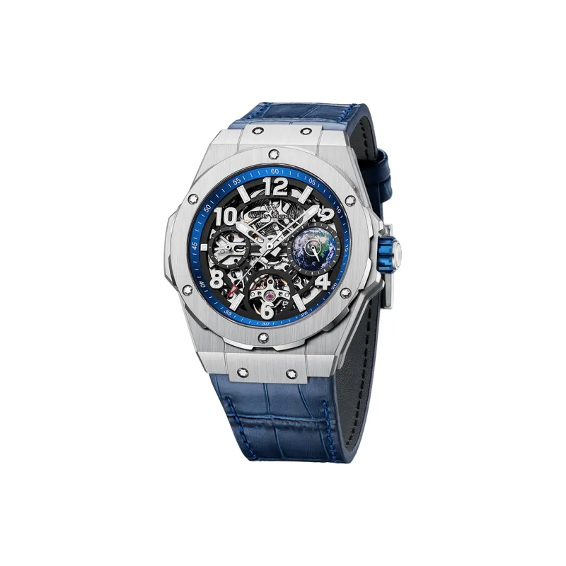 Welly Merck Automatic Mechanical Movement Silicone Strap Watch Men's Watches Cut Out Dial-14