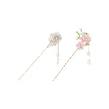 [White+Pink Double Peach Blossom]2 Pcs