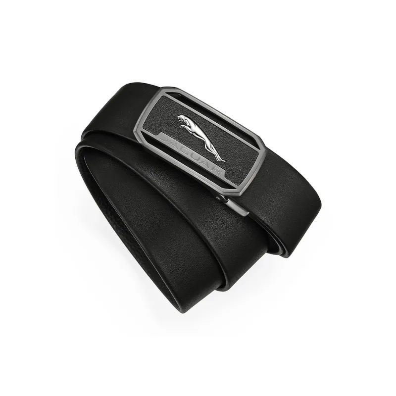 JAGUAR Fashion Business Men's Genuine Leather Automatic Buckle Cow Leather Belt Pants Men's Black Width 3.4cm-2