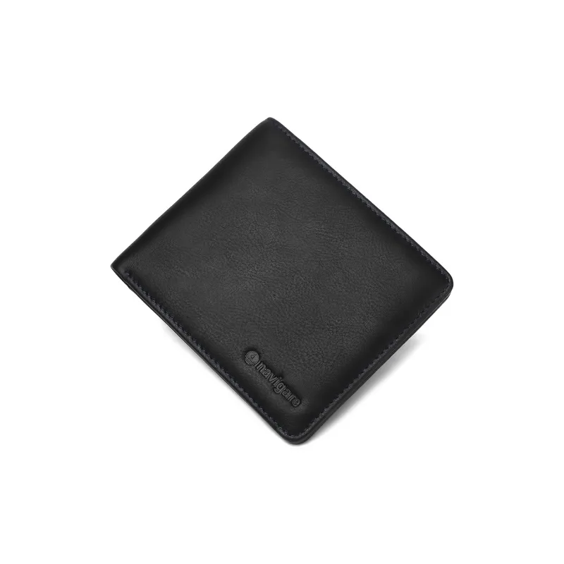 NAVIGARE Top Grain Cow Leather Wallet Money Clip Card Holder Unisex Black-4
