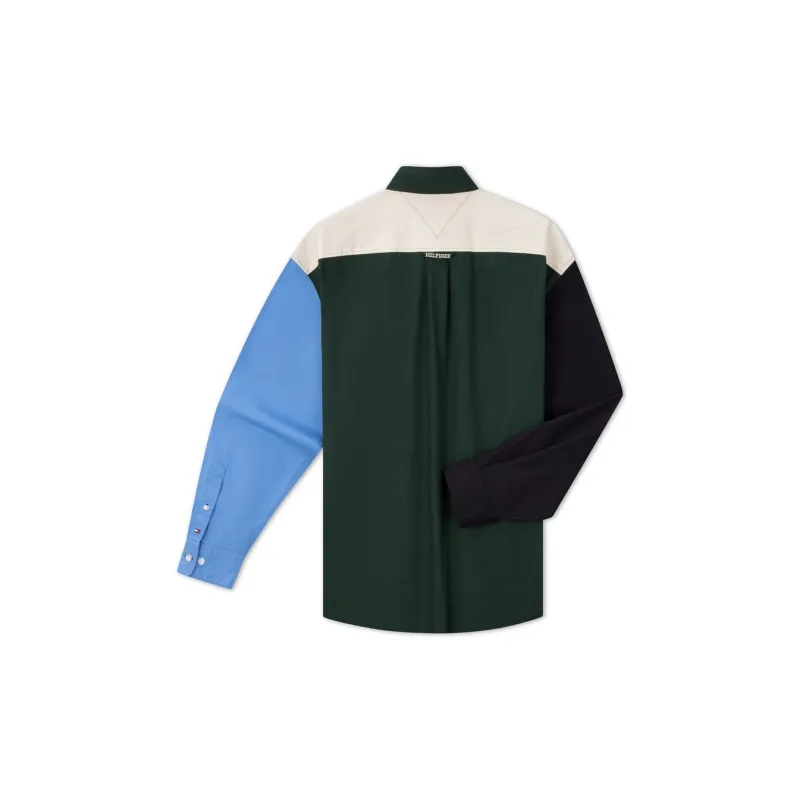 Tommy Hilfiger Shirt Men's Green/White Blue Color Blocking-1