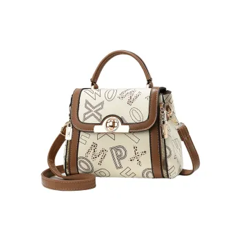 Dusen Kangaroo PU Handbag, Shoulder Bag Regular Women's Ecru/Khaki/Coffee
