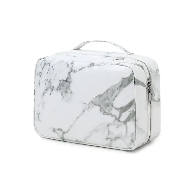 TTaG．baG PU Toiletry Bag Regular Women's White Marble Texture-2