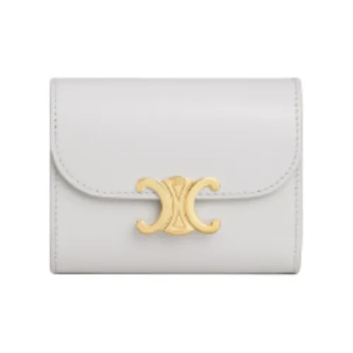 CELINE Shiny Calfskin Wallet Women's Mist Gray