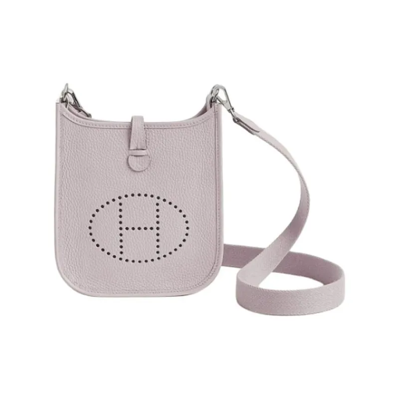 HERMES Evelyne Clemence Cow Leather Shoulder Bag, Crossbody Bag Women's Light Purple-0