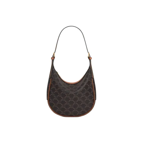 CELINE Cow Leather Crossbody Bag, Shoulder Bag Small Size Women's Tawny