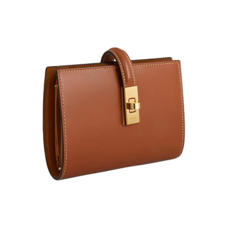 CELINE Shiny Calfskin Wallet Women's Brown-1