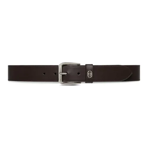 GUCCI Leather Leather Belts Men's Brown Width 3.5CM