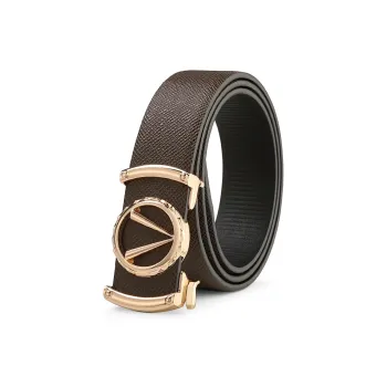 LUCKY LION Innerwear Automatic Buckle Business Cow Leather Belts Men's 3.3cm