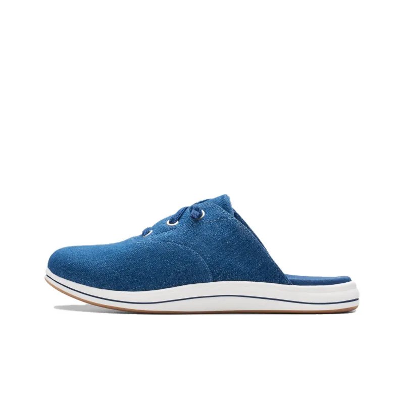 Clarks Rubber Sole Wrap-toe Slippers Women's Denim Blue-0