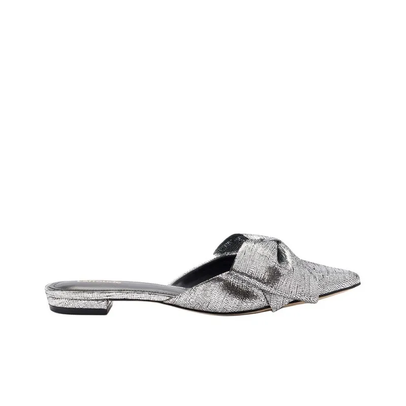 Larroude Wrap-toe Slippers Women's Silver-1
