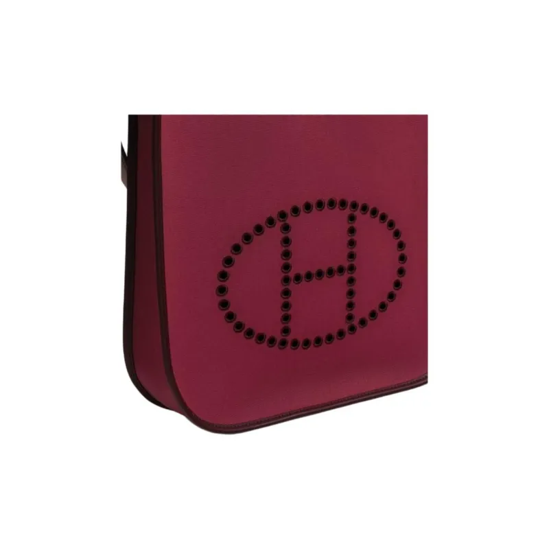 HERMES Evelyne Officier Canvas With Swift Calfskin Crossbody Bag Shoulder Bag Women's Dark Red & Red-4