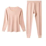 Thermal Underwear Tops+Long Johns Clothing Sets (Skin) Pure Cotton Skin-Friendly/3A Antibacterial/Lace Trims Crew Neck