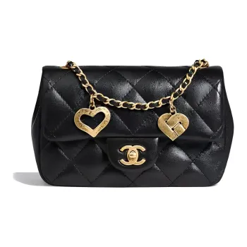 CHANEL 22BFW Sheepskin Shoulder Bag, Crossbody Bag Mini Women's Black
