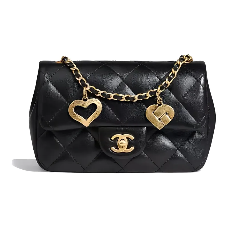 CHANEL 22BFW Sheepskin Shoulder Bag, Crossbody Bag Mini Women's Black-0