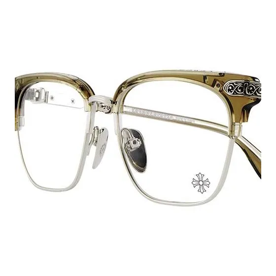 Chrome Hearts Plate And Metal Irregular Shape Eyeglass Frames Unisex Brown-1
