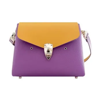 WANACCESSORY Cow Leather Handheld Shoulder Bag Women's Violet/Ginger Yellow
